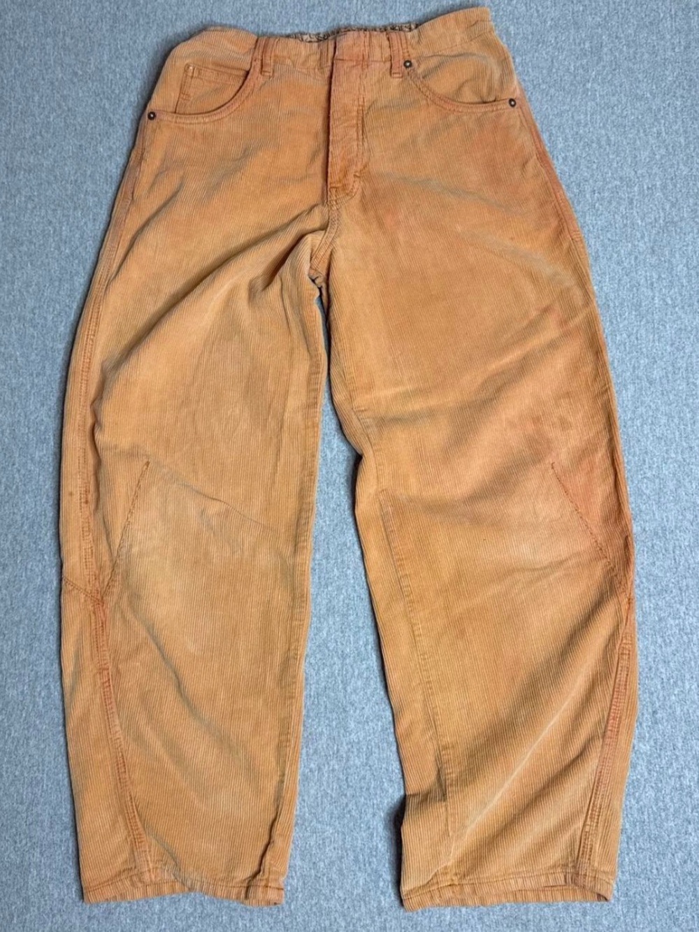 We The Free Free People Butterscotch Yellow Corduroy Barrel Leg Pants Size 25